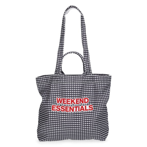 Weekend Academy Girls Gingham Weekend Essentials Tote Bag, Black/White | Walmart (US)