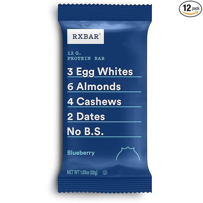 RXBAR, Blueberry, Protein Bar, 1.83 Ounce (Pack of 12) Breakfast Bar, High Protein Snack | Amazon (US)