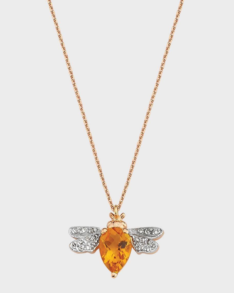 BeeGoddess Diamond and Citrine Bee Necklace | Neiman Marcus