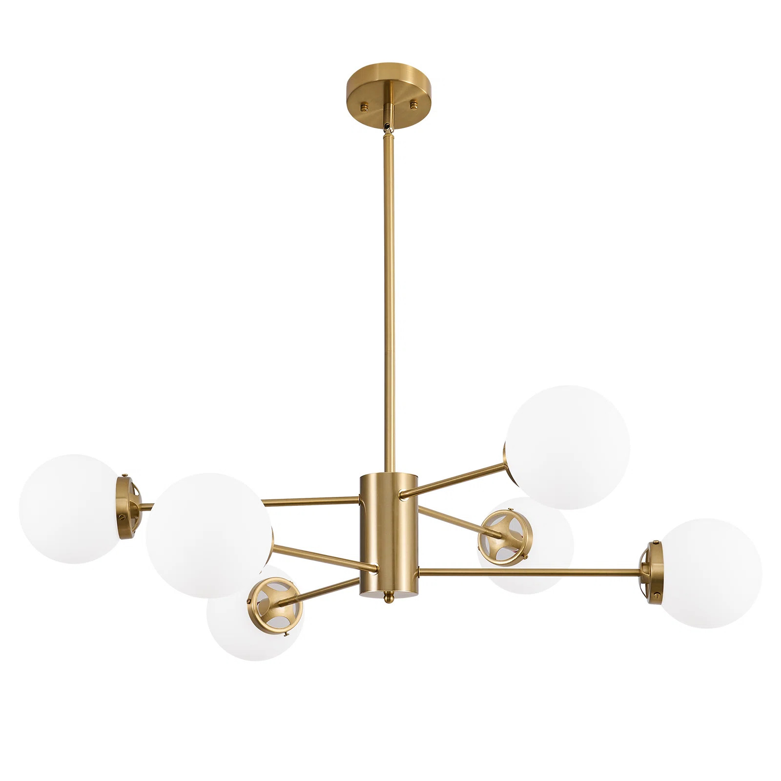 Mercer41 Asumi 6 - Light Modern Sputnik Linear Chandelier With Milky White Glass Shade | Wayfair | Wayfair North America