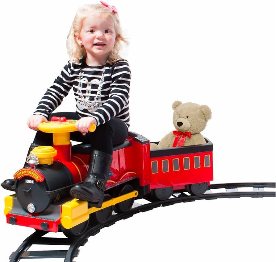 Rollplay Electric Train Ride On for Kids Featuring Real Cold Water Steam, 22 Track Pieces, Detach... | Amazon (US)