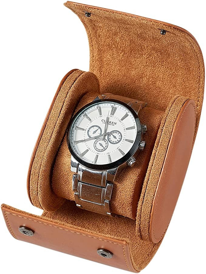 1 Watch Case for Men-Premium Leather Travel Watch Case with Perfect Texture(Portable Watch Organi... | Amazon (US)