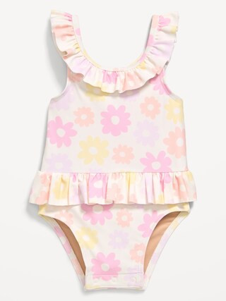 Printed Ruffle-Trim One-Piece Swimsuit for Baby | Old Navy (US)