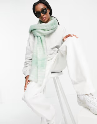 ASOS DESIGN wool mix tonal stripe scarf in green | ASOS (Global)