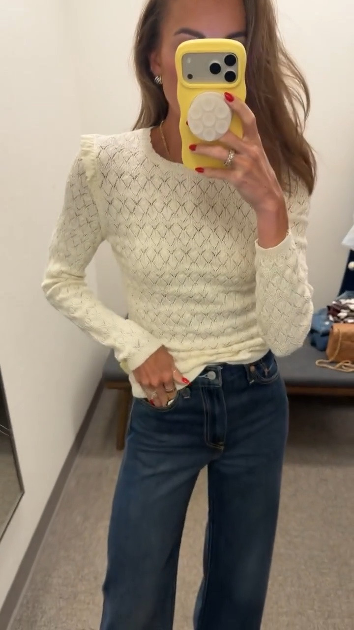 This adorable pointelle sweater is back in stock! 🤍