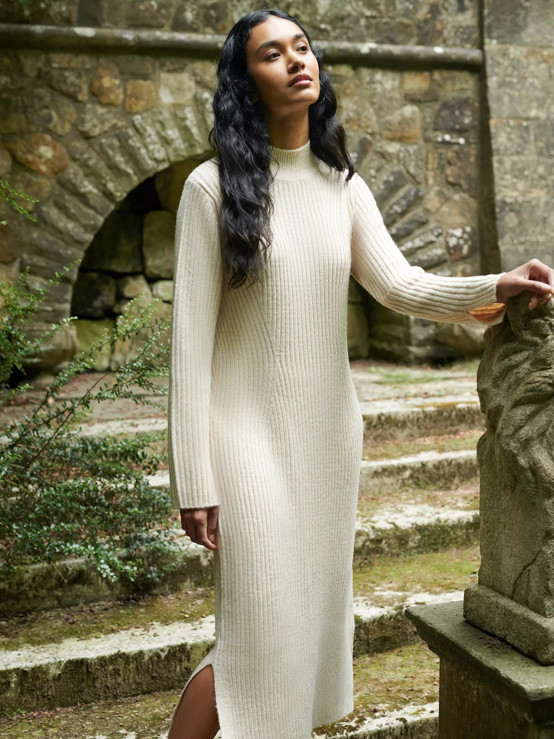 Ro&ZoHigh Neck Jumper Dress, Oatmeal | John Lewis (UK)