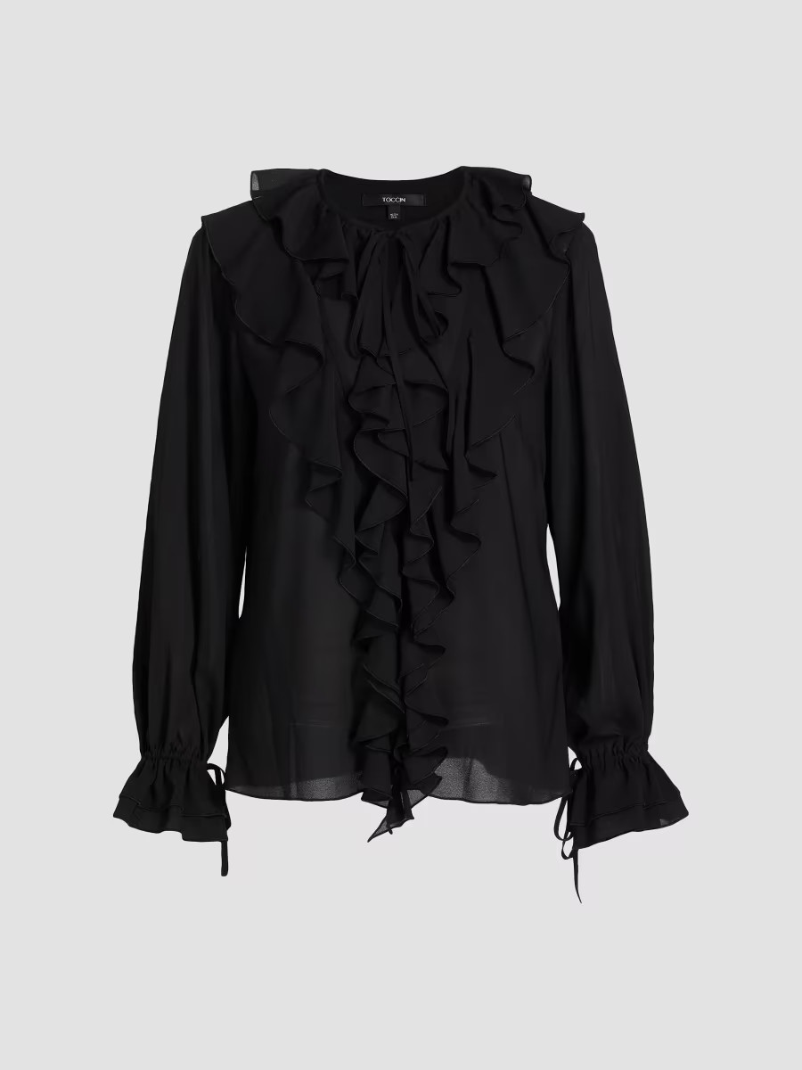 Toccin Women's Tobi Exaggerated Ruffle Blouse - Jet - Size XS | Saks Fifth Avenue