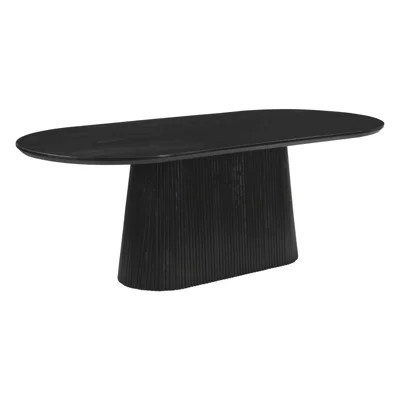 81" Black Wood Pedestal Base Oval Dining Table | Wayfair North America