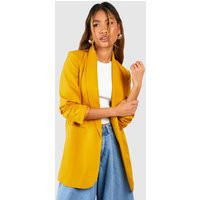 Womens Ruched Sleeve Blazer - Yellow - 12 | boohoo (US & Canada)