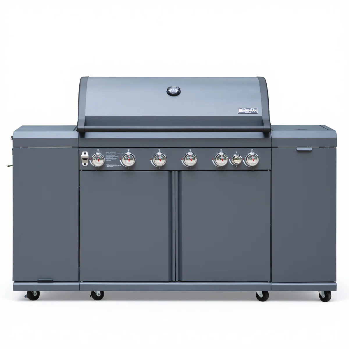 Brand-Man 6-Burner Gas Outdoor Kitchen Grill Island, LPG/NG Convertible, with Side Burner, Foldin... | Wayfair North America