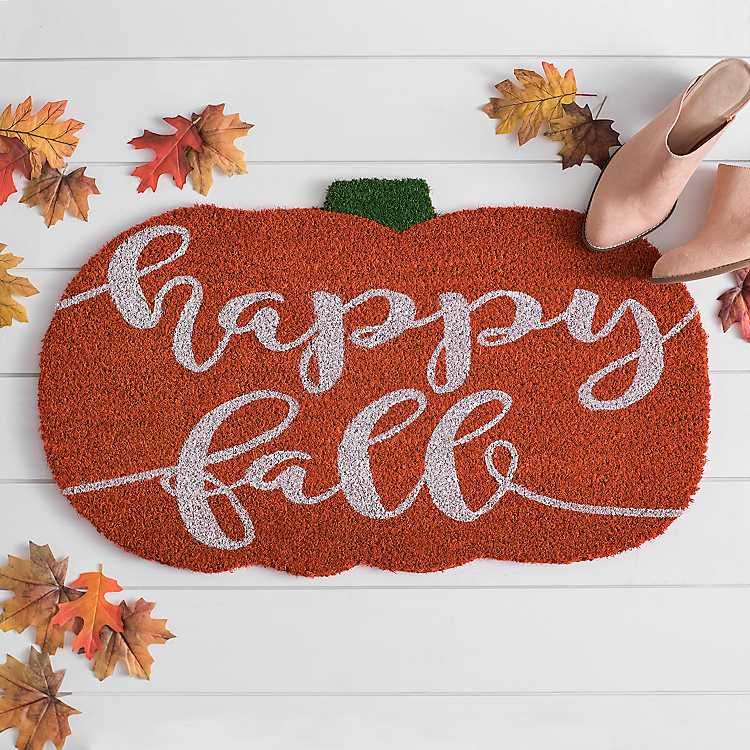 Happy Fall Pumpkin Shaped Doormat | Kirkland's Home