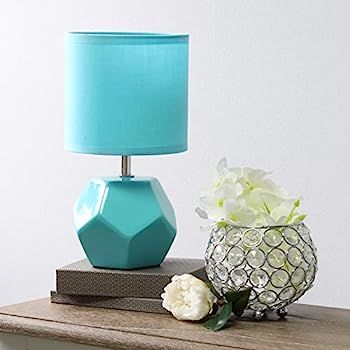 Simple Designs Round Prism Mini Table Lamp with Matching Fabric Shade | Amazon (US)
