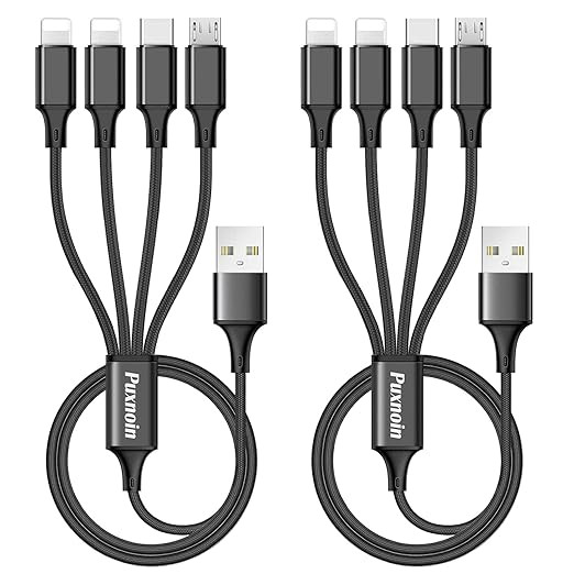 Puxnoin Multi Charging Cable, 2Pack 4FT 4 in 1 Charging Cable for Multiple Devices, Braided Unive... | Amazon (US)