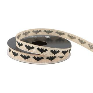 3/8" x 4yd. Black Bats Linen Ribbon by Celebrate It® Halloween | Michaels | Michaels Stores