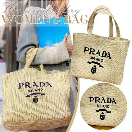 Prada-Like Tote Bag Summer Vacation Style Weaving Knitting Beach Shoulder Bag | Walmart (US)