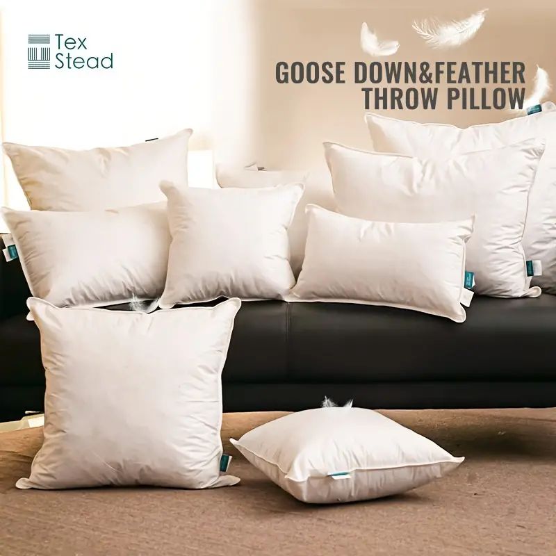 1pc Goose Feather Throw Pillow Insert, White Bed And Couch Pillows, Indoor Home Decorative Pillow... | Temu Affiliate Program