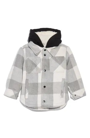 Urban Republic Kids' Faux Shearling Lined Plaid Shacket in Grey/White at Nordstrom Rack, Size 3T | Nordstrom Rack