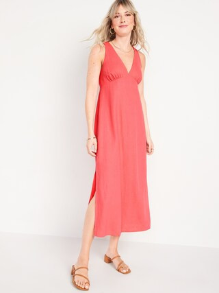 Sleeveless V-Neck Tie-Back Smocked Maxi Shift Dress for Women | Old Navy (US)