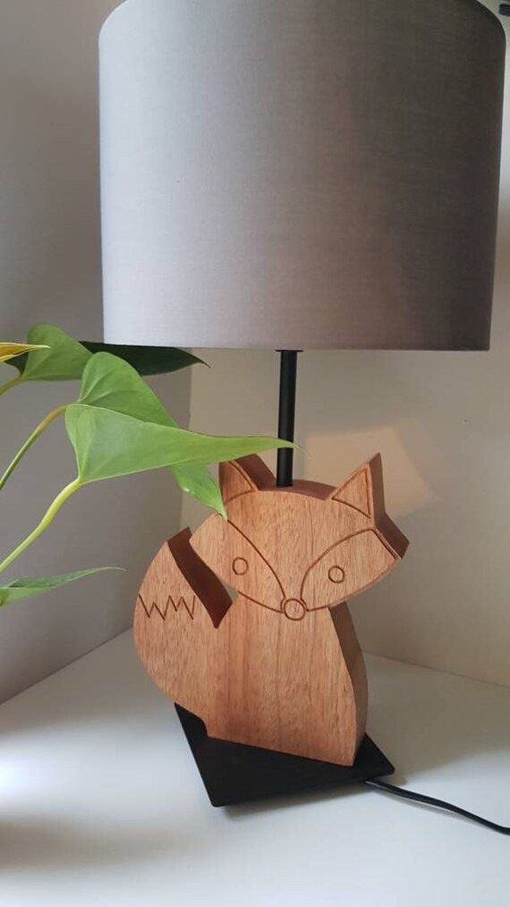 Wooden Fox table lamp base, meranti (mahogany) solid wood | Etsy (US)