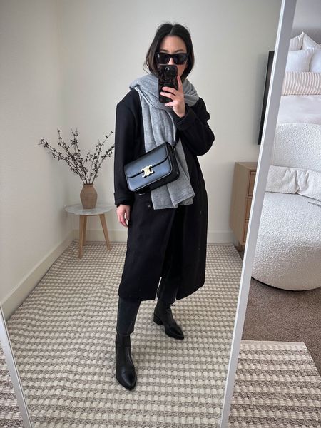 Easy winter outfit ideas. All black and gray outfits. 

Coat - Topshop 2
Boots - vagabond 36
Scarf - Nordstrom 
Bag - Celine Triomphe medium 
Sunglasses - YSL Mica 

Petite style, tonal style, neutral outfit, capsule wardrobe, minimal Style, street style outfits

#LTKshoecrush #LTKstyletip #LTKitbag
