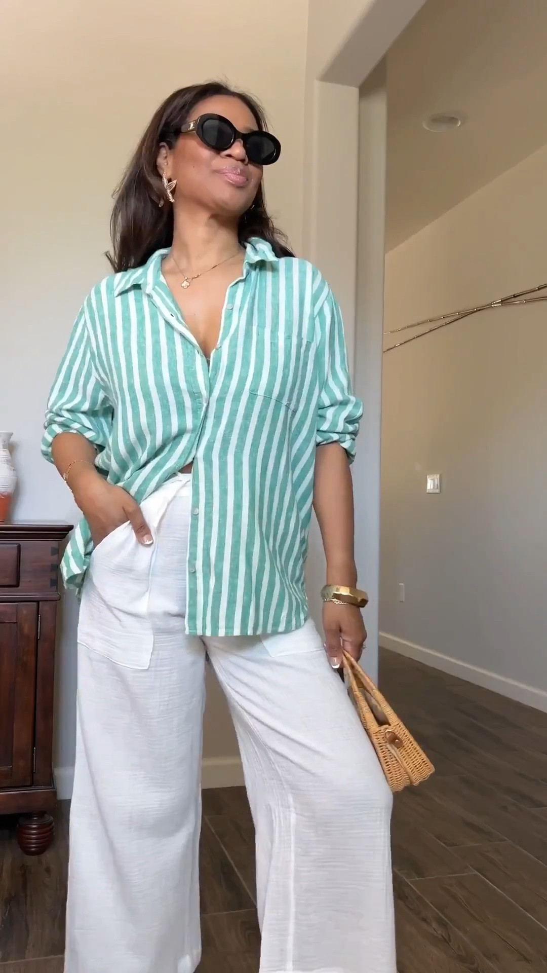 Target sale!! Target linen button down, two ways! Love wearing this with swimwear or could be perfect with jeans too! Wearing a medium for a slightly oversized fit. Wearing a medium in the bikini  


#ltkstyletip #ltkover40 #ltkswim

#ltkwatchnow
