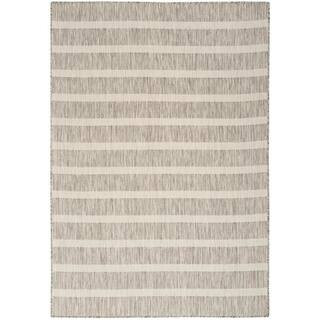 Positano Grey Ivory 6 ft. x 9 ft. Stripes Contemporary Area Rug | The Home Depot