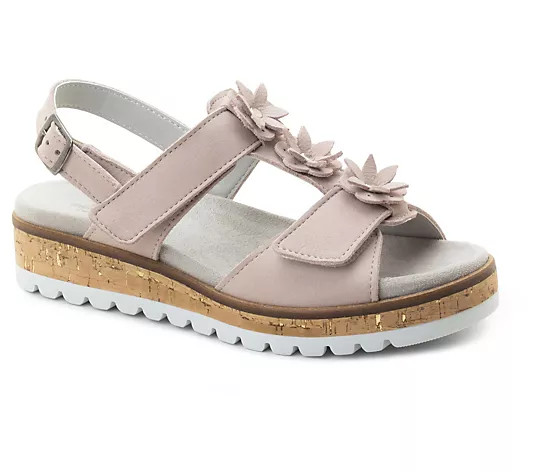 Make Your Selection: Dromedaris Adjustable Leather Flower Sandals -sine | QVC