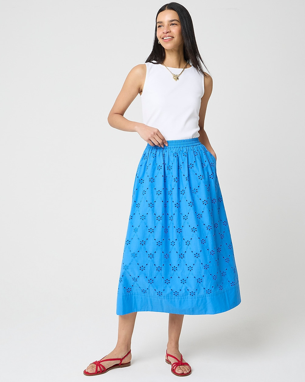 Eyelet midi skirt | J.Crew Factory