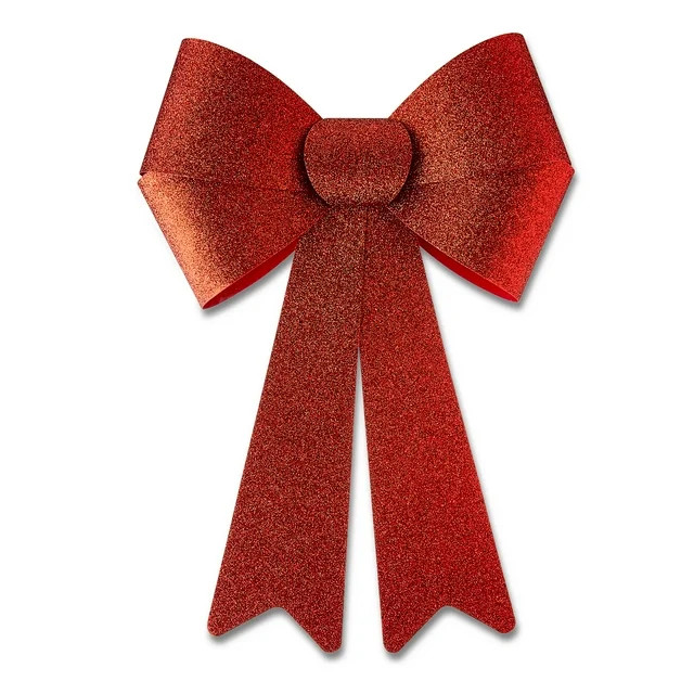 Red Glitter Christmas Bow Decoration, 16 in, by Holiday Time | Walmart (US)