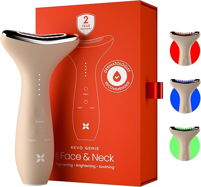 REVO Genie | 3-in-1 Face & Neck Beauty Massager with Heat, 3 Light Therapies, Smart Vibration | P... | Amazon (US)