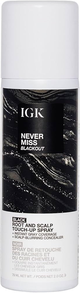 IGK Never Miss Root and Scalp Touch-Up Spray for Gray Coverage – Black Hair Color, Sweat-Resist... | Amazon (US)