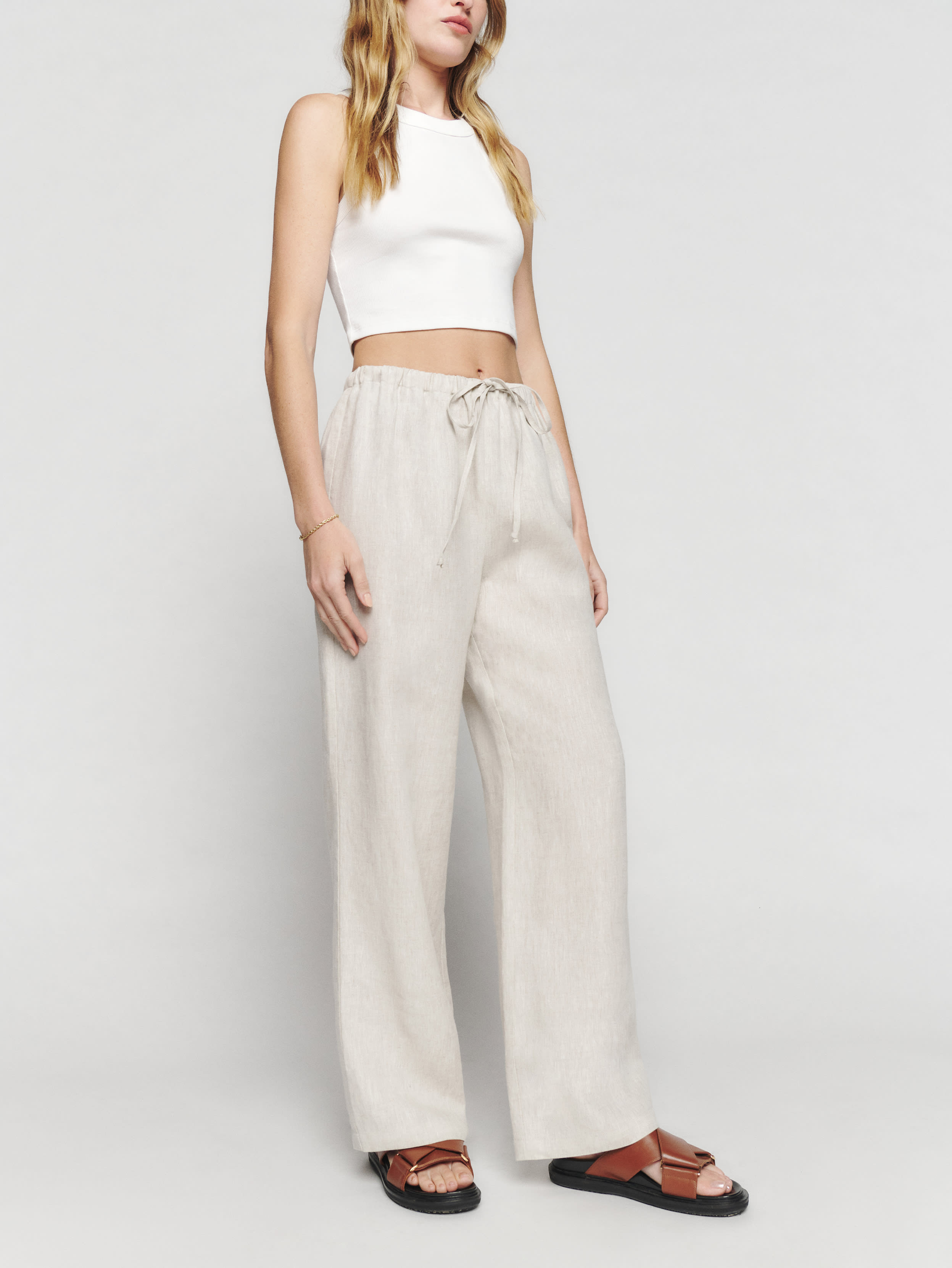 Petites Olina Linen Pant | Reformation (Global)