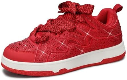 LUCKY STEP Women's Sparkle Rhinestone Fashion Sneakers Walking Tennis Bling Glitter Roaring Shoes... | Amazon (US)