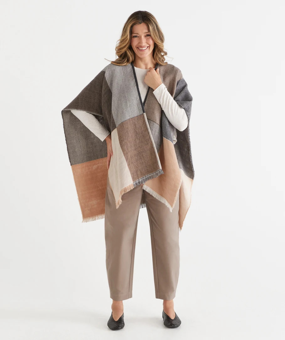 Colour Block Poncho Cape | Sussan