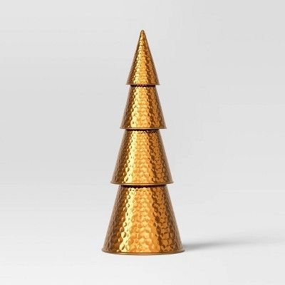 14.25" Hammered Metal Cone Christmas Tree Sculpture - Wondershop™ Gold | Target