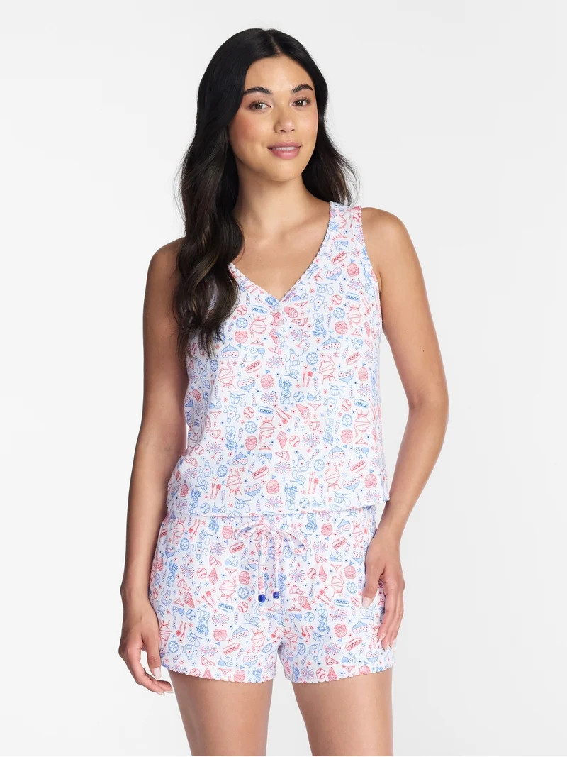 BBQ Women's Pointelle Top and Shorts Pajama Set from Way to Celebrate, 2-Piece, Sizes XS-3X | Walmart (US)