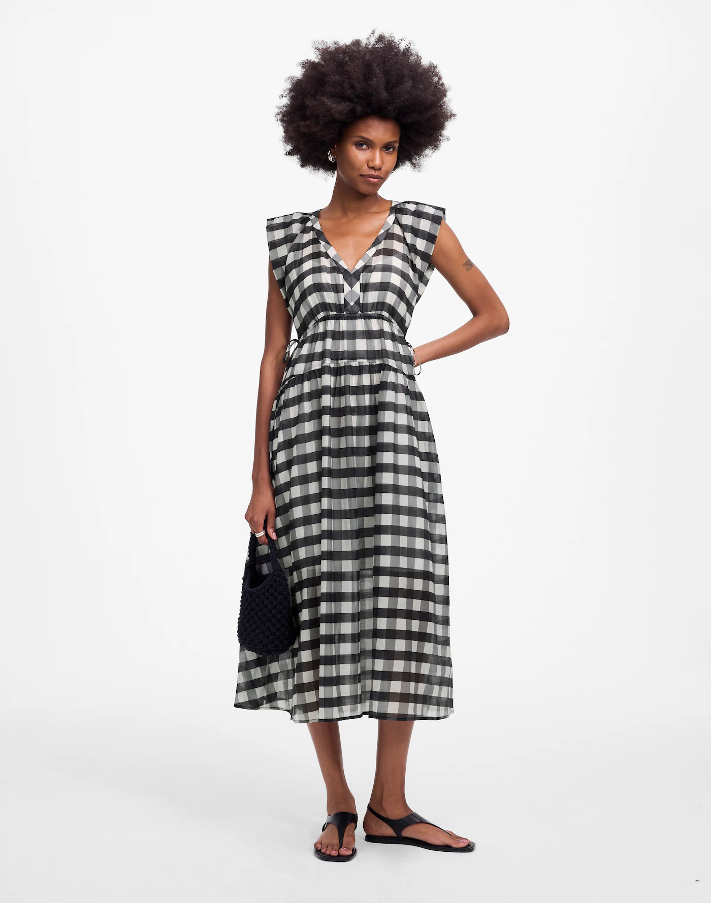 Sheer V-Neck Dolman Maxi Dress in Gingham | Madewell | Madewell