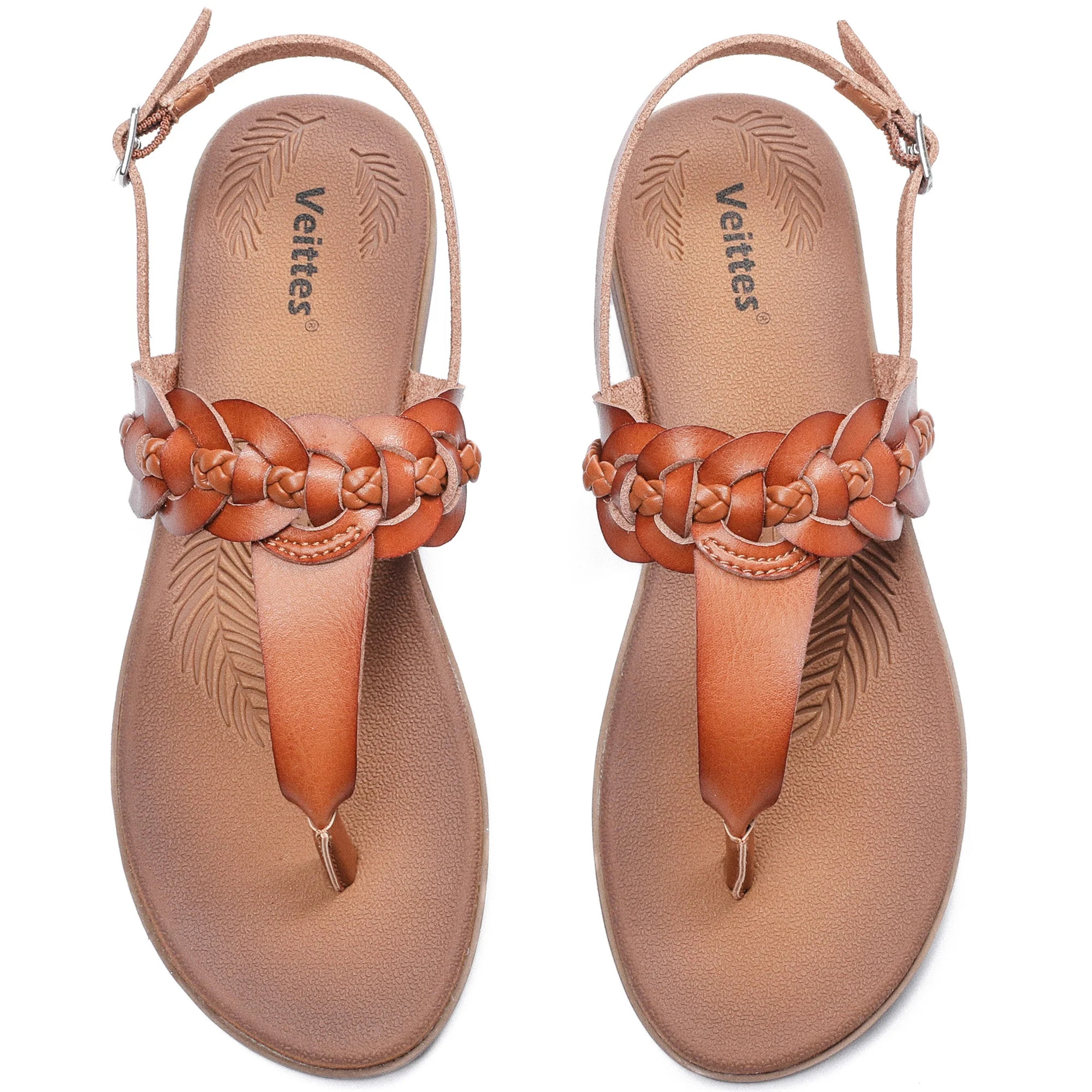 Ataiwee Women's Flat Slide Sandals - Classic T-strap Ankle Strap Comfort Thong Flat Summer Sandal... | Walmart (US)