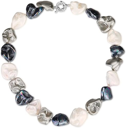 Pearl Choker Necklace for Women Boho Beaded Statement Necklace with Black White Large Freshwater ... | Amazon (US)