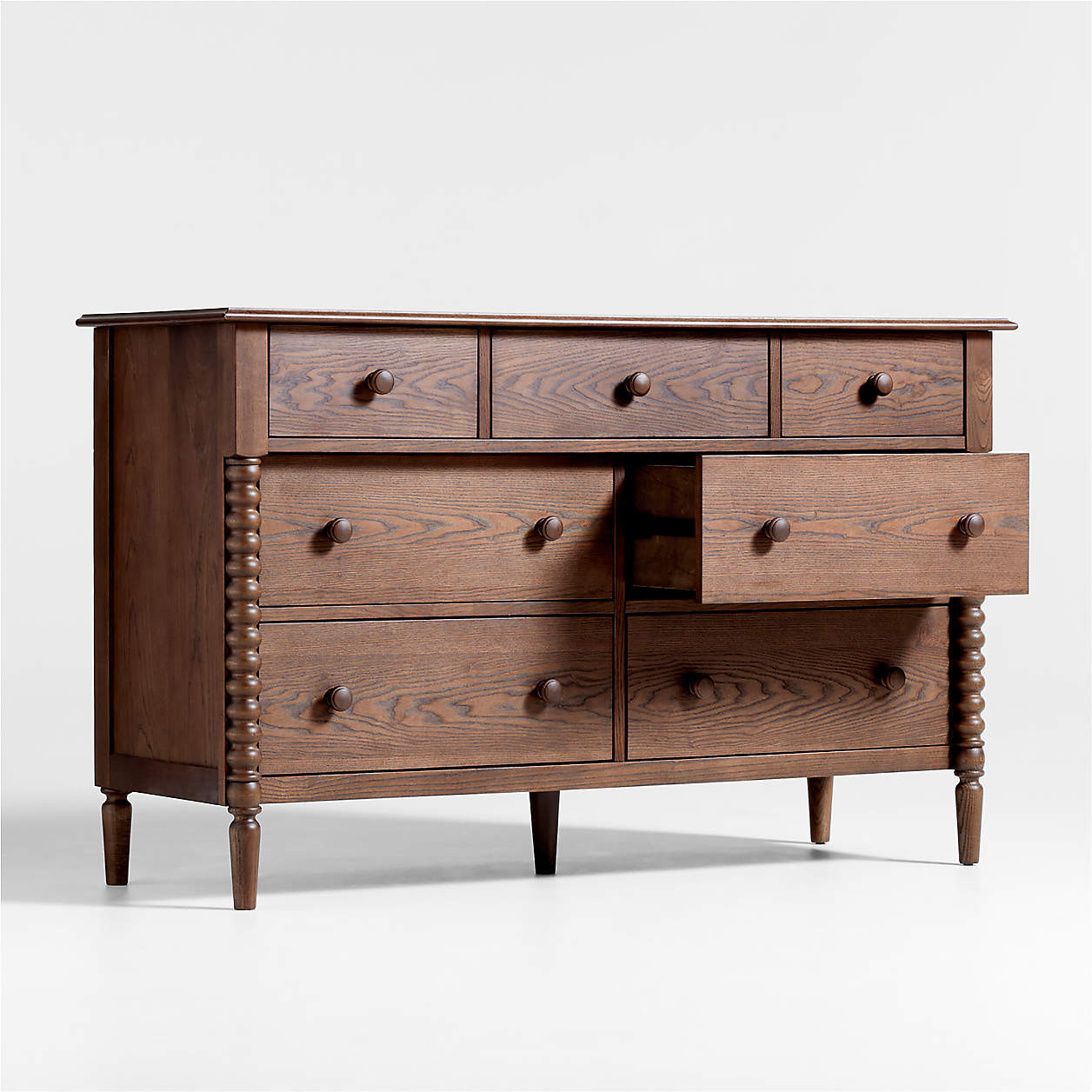 Jenny Lind 54" Deep Brown Wood Wide 7-Drawer Kids Dresser + Reviews | Crate & Kids | Crate & Barrel