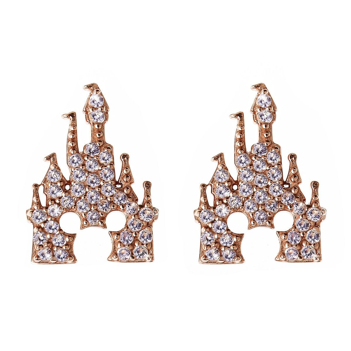 Mickey Mouse Rose Gold Castle Earrings - Rebecca Hook | Disney Store