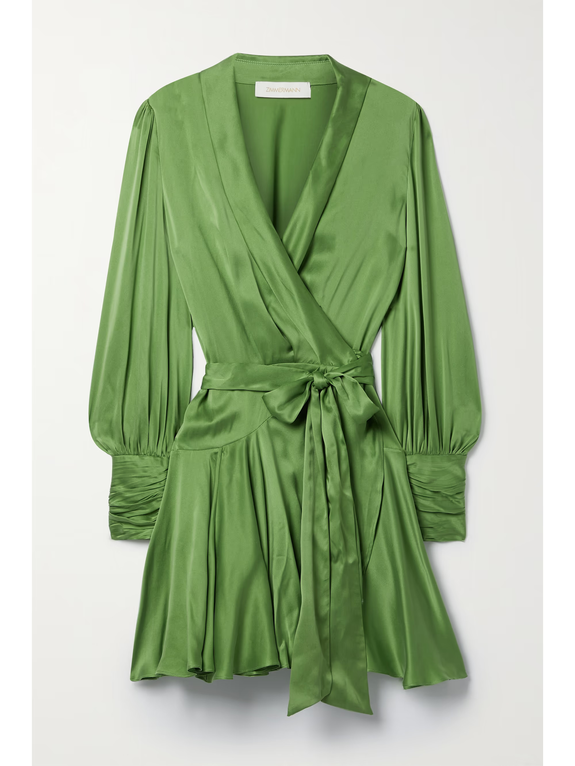 Ruffled silk-satin mini wrap dress | NET-A-PORTER (US)