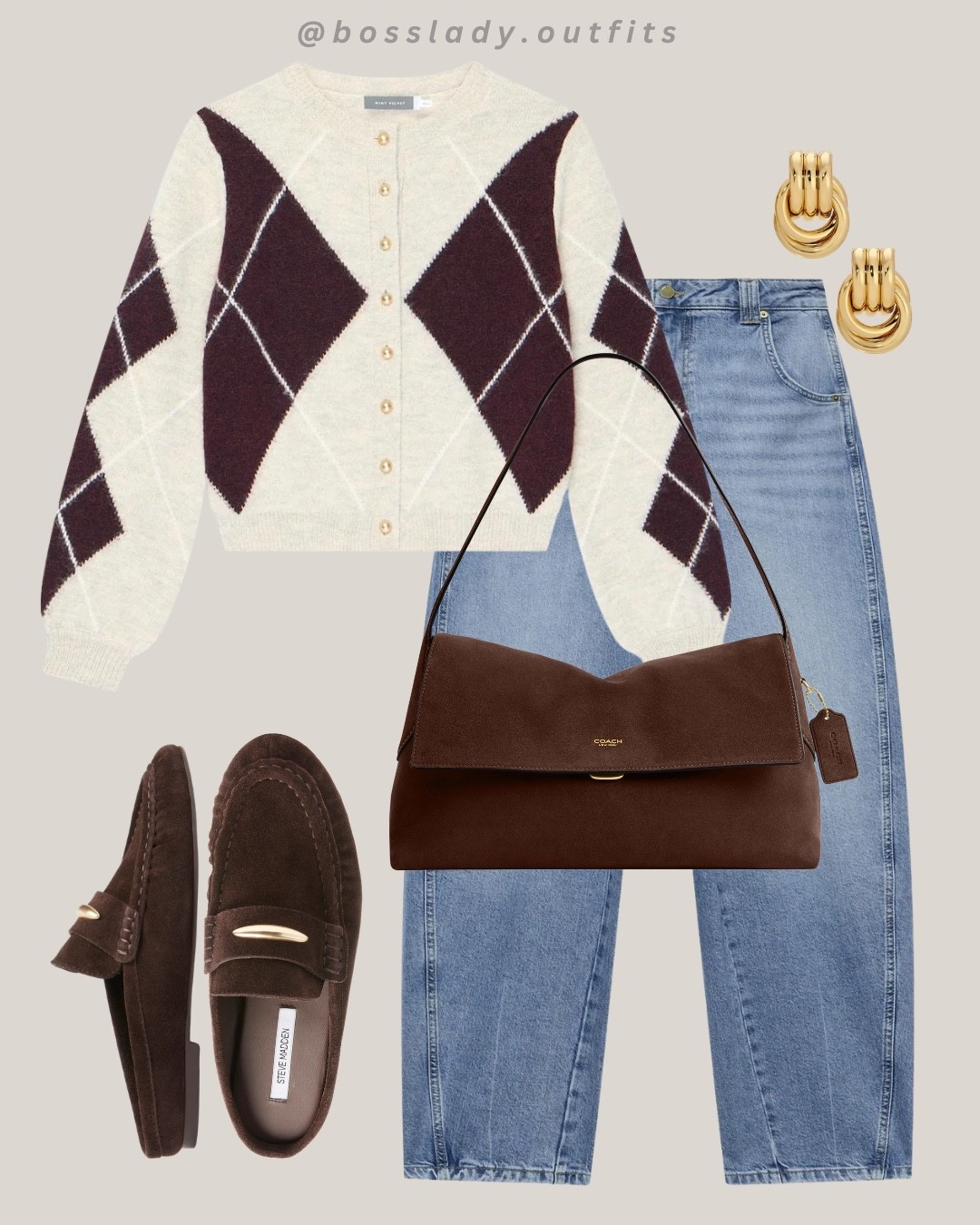 this argyle cardigan was made for fall

Tags: argyle cardigan outfit, fall outfit idea, wide leg jeans outfit, brown suede bag, gold hoop earrings, brown loafers outfit, coastal grandmother style, dark academia outfit, casual fall outfit, chic everyday outfit

#LTKstyletip #LTKshoes #LTKbag