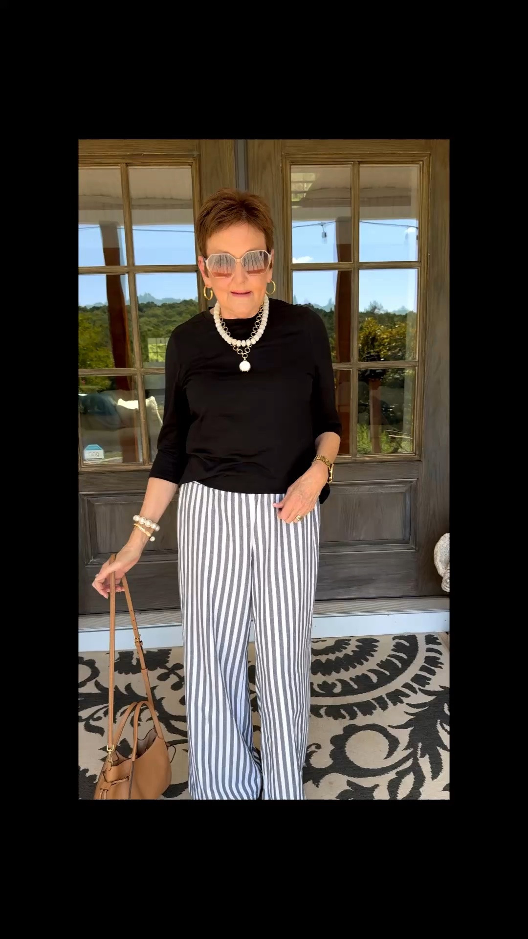 Comfortable clothing doesn’t have to look sloppy. Check out this comfortable tee shirt and striped pants. Plus accessories to enhance your style.

#LTKOver40 #LTKMidsize