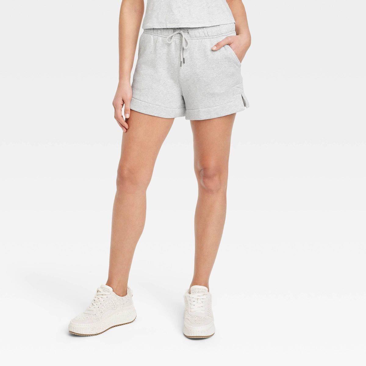 Women's Mid-Rise Fleece Shorts - Universal Thread™ Gray M | Target