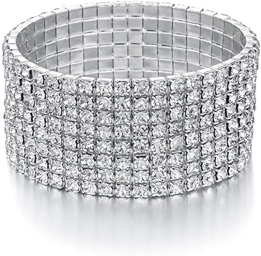 Zealmer Sparkle Multicolor Rhinestone Stackable Stretch Bracelets for Women | Amazon (US)