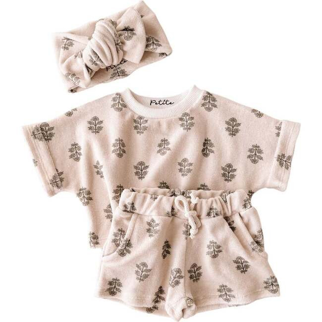 Terry Short + Top Set with Headband, Just Floral | Maisonette