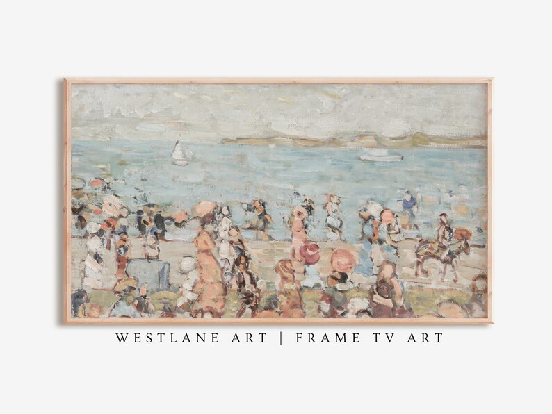 Abstract Lake Summer Beach Frame TV Art | Pastel Vintage Coastal Samsung TV Art DIGITAL Download ... | Etsy (US)