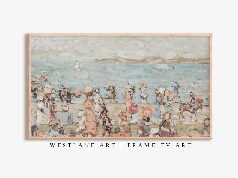 Abstract Lake Summer Beach Frame TV Art | Pastel Vintage Coastal Samsung TV Art DIGITAL Download ... | Etsy (US)