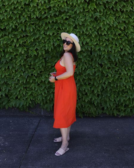 Walmart summer favorites / orange cotton sundress / raffia slides / white boater hat

#LTKshoecrush #LTKmidsize #LTKFind